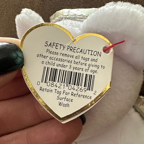 Ty Halo II White and Gold Angel Bear Plush - Picture 4 of 9